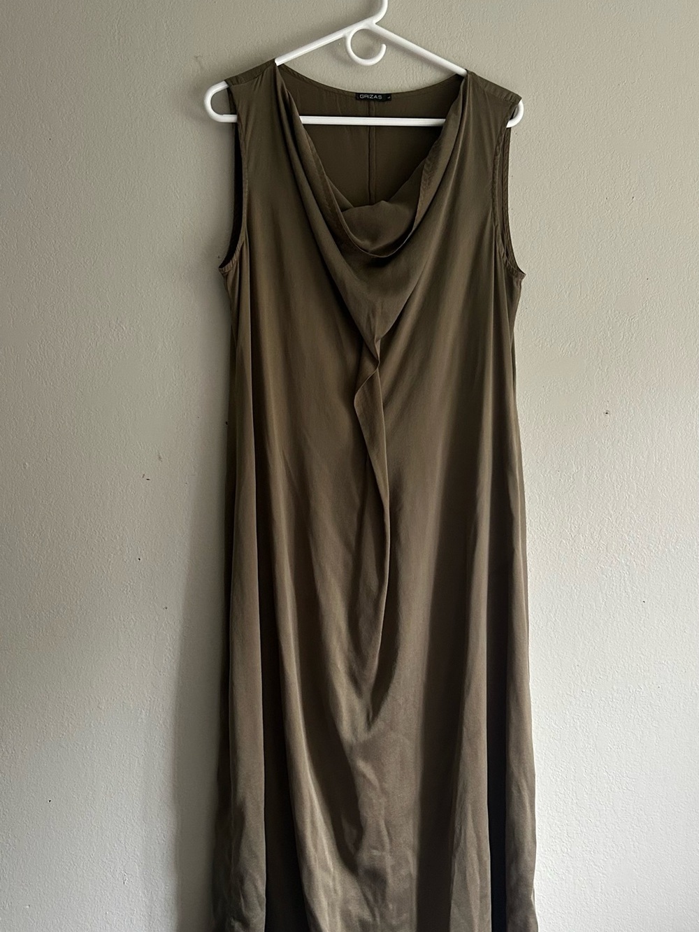 Grizas Brown Draped Sleeveless Dress